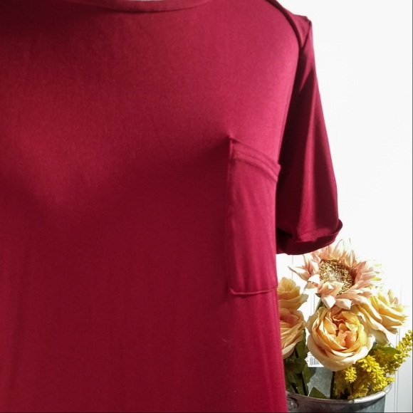 | meaneor | cranberry red t-shirt maxi dress - Picture 2 of 5